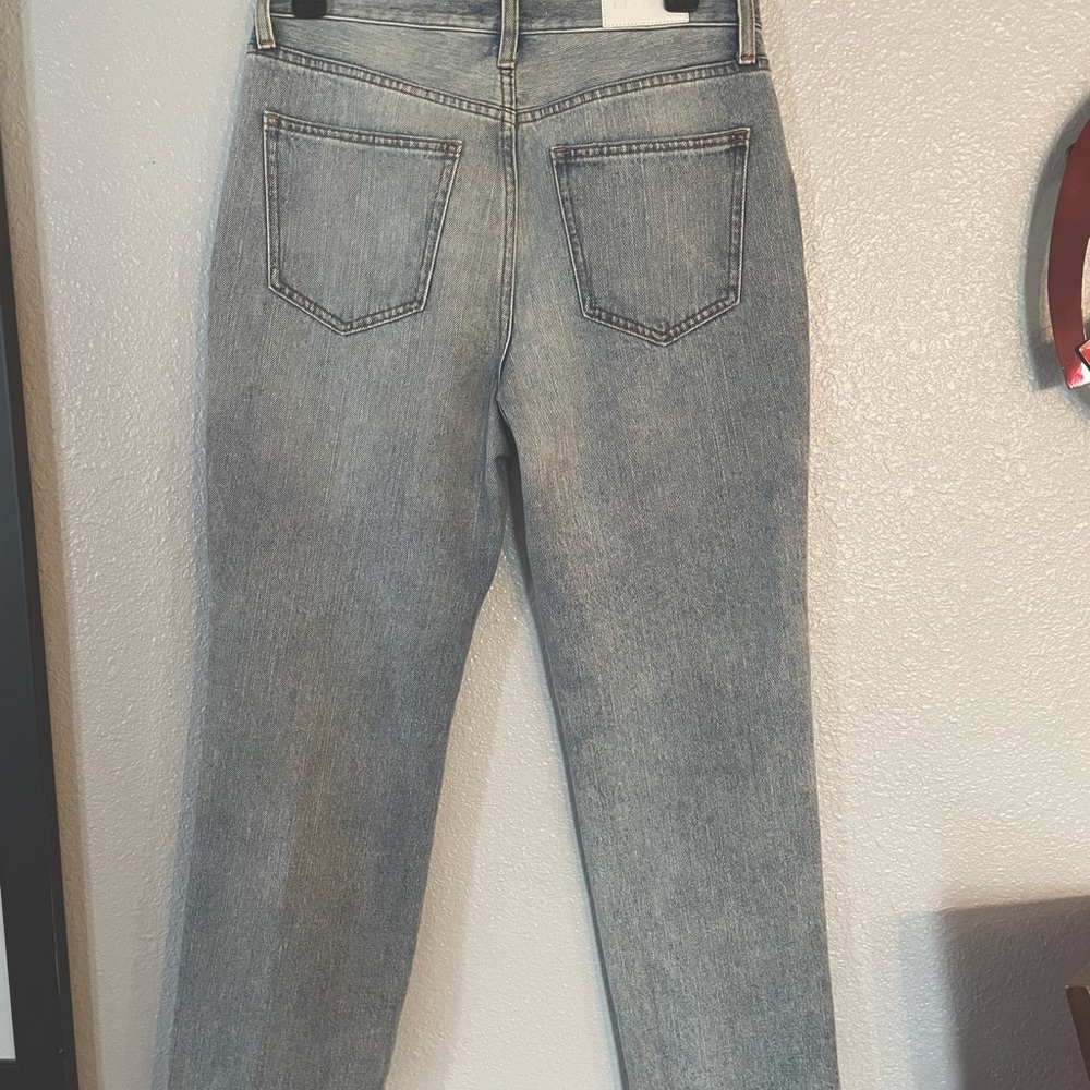 Pistola mid rise distressed jeans straight leg.
